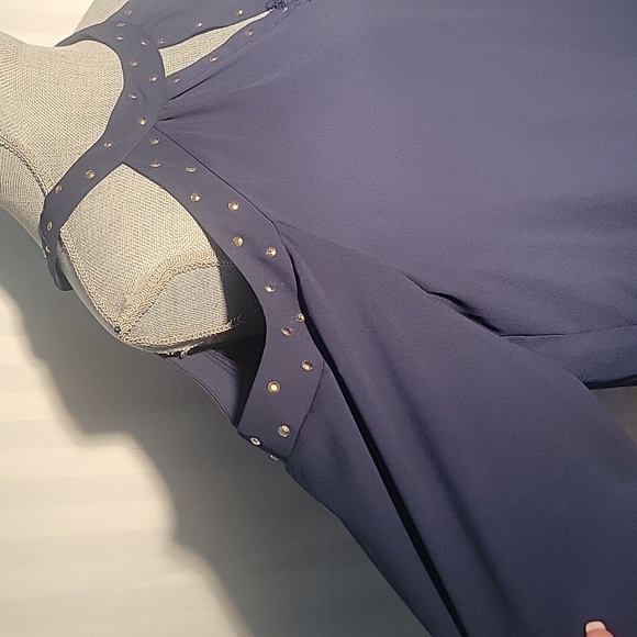 INC. Cold-Shoulder Studded Keyhole-Neck Blouse, Created for Macy's, Size: PXL - Picture 3 of 10